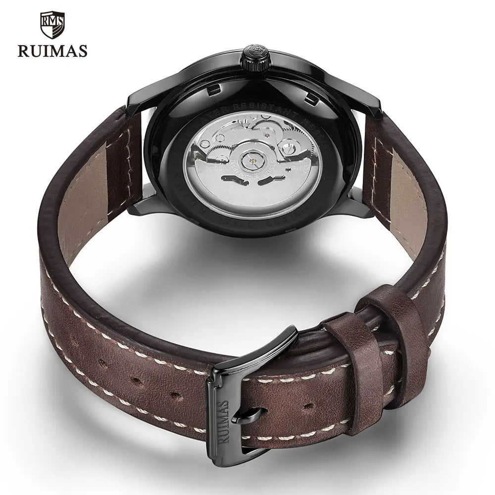 MEGIR & RUIMAS Army Sport Watches Men Leather Strap Waterproof Wristwatch Automatic Mechanical Watch Man Relogio Masculino Clock