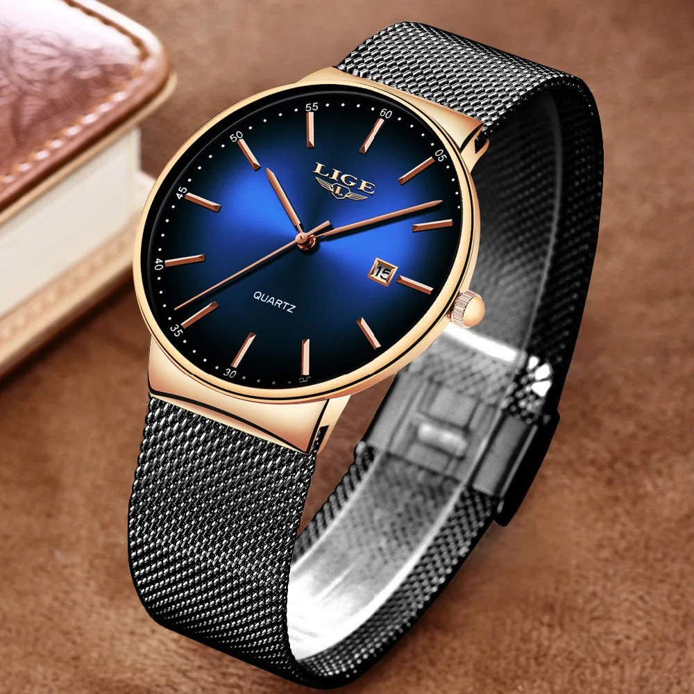 LIGE Sports Date Mens Watches Top Brand Luxury Waterproof Fashion Cool Watch Men Ultra Thin Dial Quartz Watch Relogio Masculino