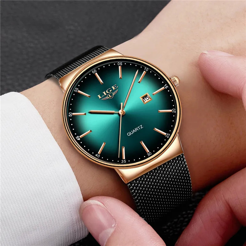 LIGE Sports Date Mens Watches Top Brand Luxury Waterproof Fashion Cool Watch Men Ultra Thin Dial Quartz Watch Relogio Masculino