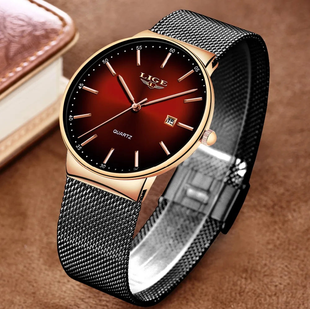 LIGE Sports Date Mens Watches Top Brand Luxury Waterproof Fashion Cool Watch Men Ultra Thin Dial Quartz Watch Relogio Masculino