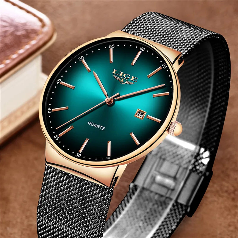 LIGE Sports Date Mens Watches Top Brand Luxury Waterproof Fashion Cool Watch Men Ultra Thin Dial Quartz Watch Relogio Masculino