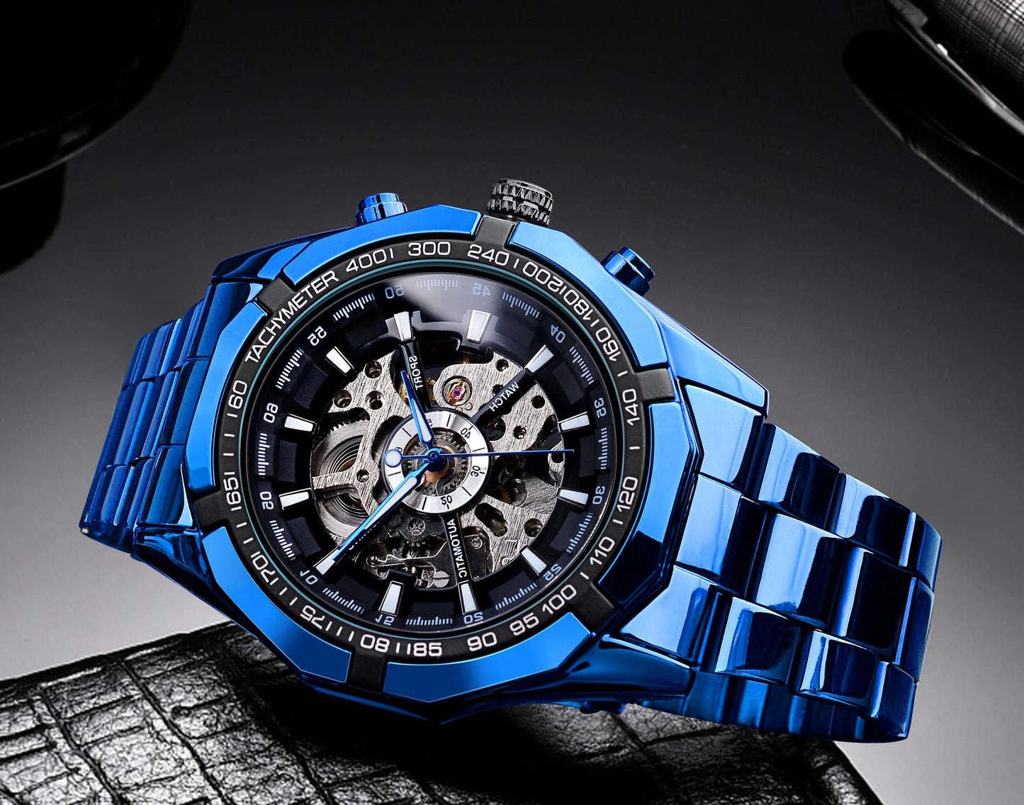 Forsining 2021 Stainless Steel Waterproof Mens Skeleton Watches Top Brand Luxury Transparent Mechanical Sport Male Wrist Watches