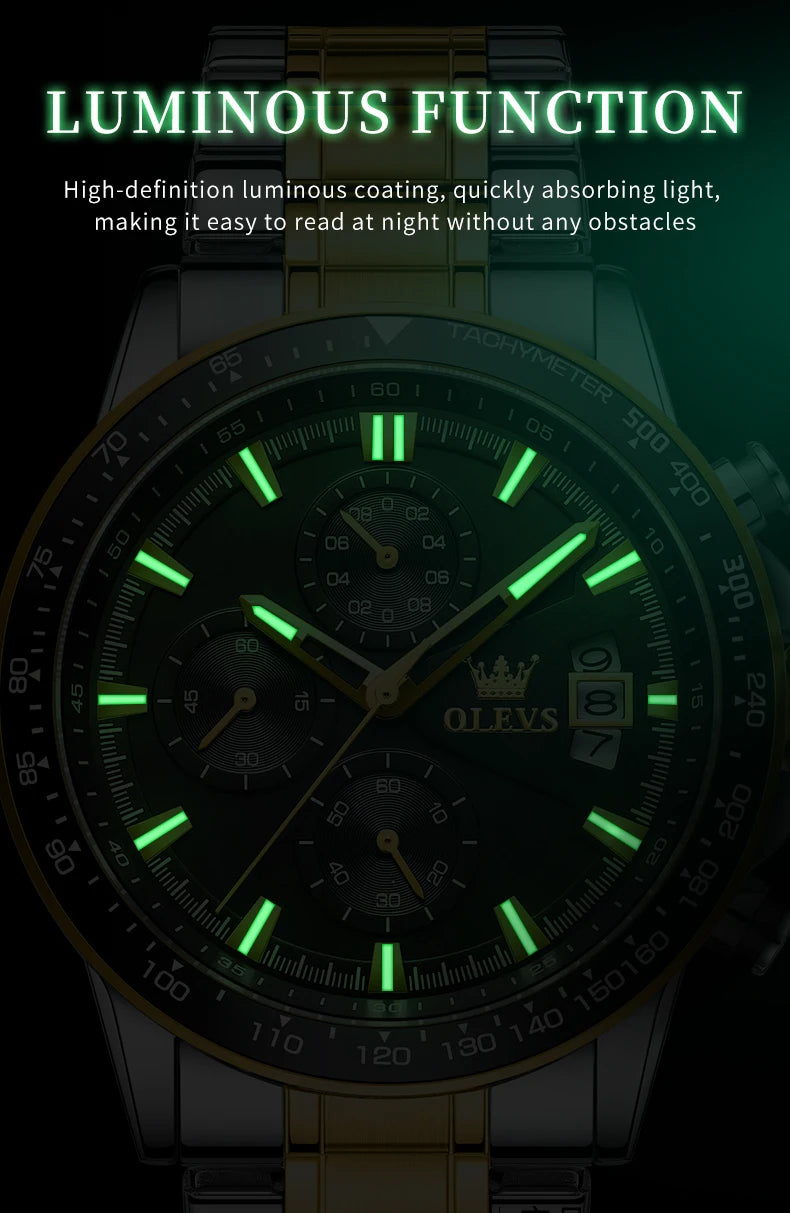 OLEVS Original Fashion Quartz Watch for Men Chronograph STOP WATCH Multi-function Waterproof Watches Classic Business Wristwatch