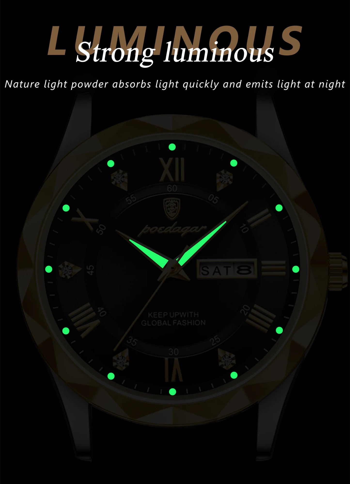 POEDAGAR Luxury Business Man Wristwatch Waterproof Luminous Date Week Men Watch For Men Quartz Clock Leather Men's Watches reloj