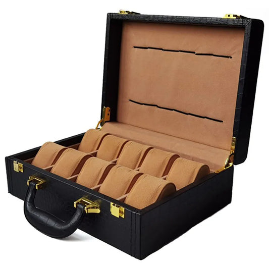 Leather Watch Box Organizer for Men 10 Slots Watch Boxes Storage Case Mechanical Wrist Watches Display Collection Accessories