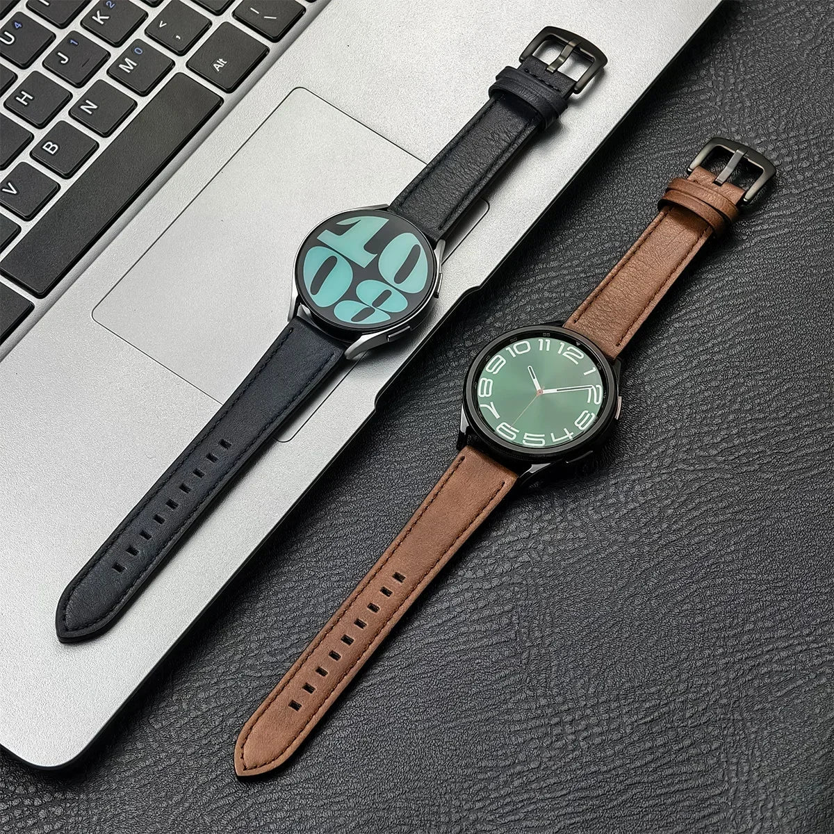 20mm 22mm Leather Strap for Samsung Galaxy Watch 7/6/5/4 40 44mm Gear Band Vintage Bracelet for Xiaomi Redmi Watch 3 Lite/Active