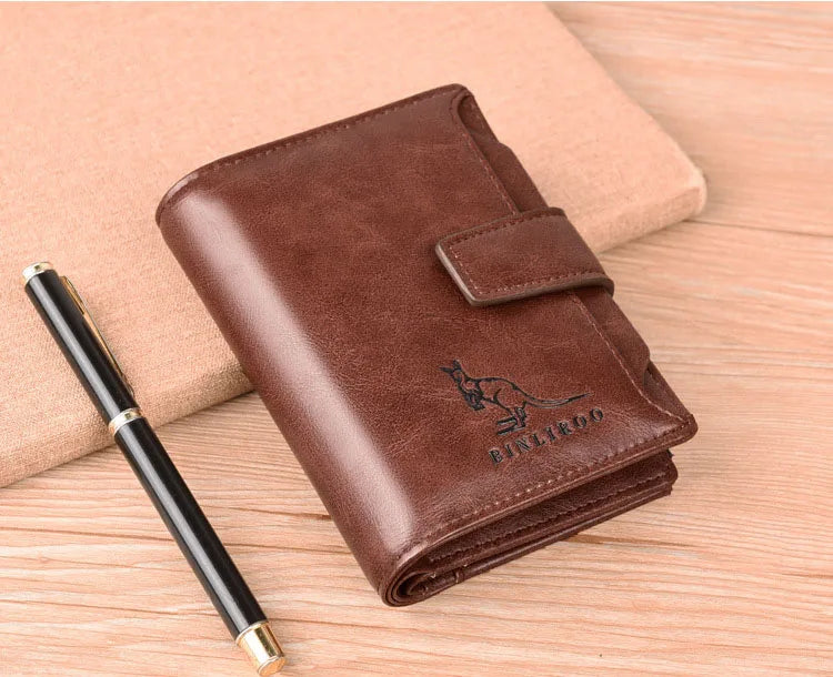 Men's Coin Purse Wallet RFID Blocking Man PU Leather Wallet Zipper Business Card Holder Money Bag Wallet Male