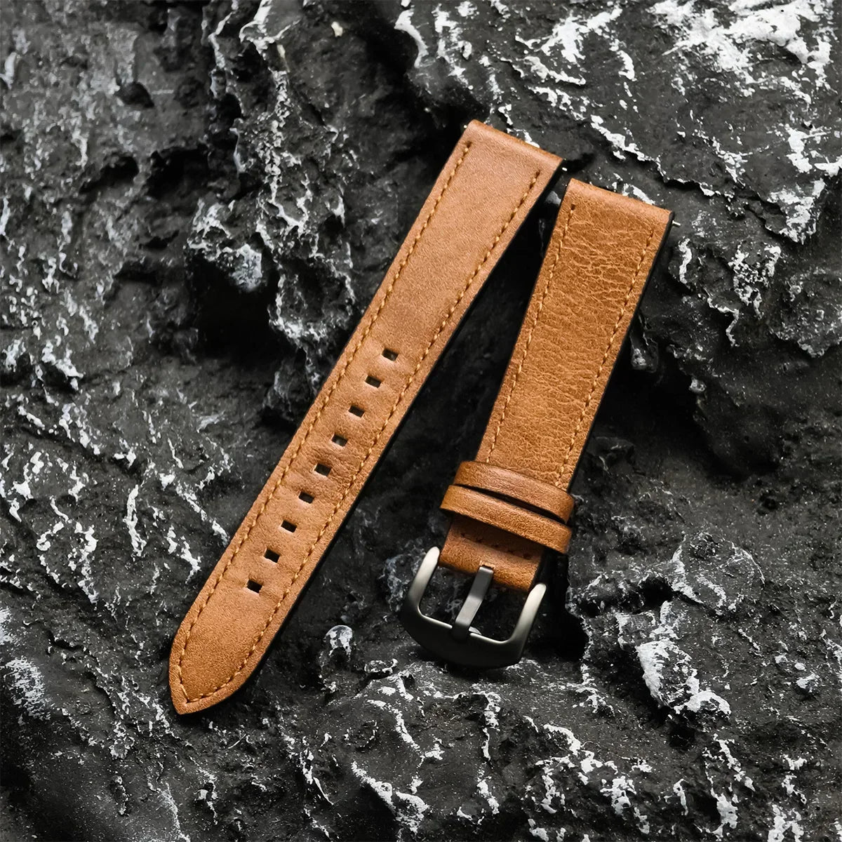 20mm 22mm Leather Strap for Samsung Galaxy Watch 7/6/5/4 40 44mm Gear Band Vintage Bracelet for Xiaomi Redmi Watch 3 Lite/Active