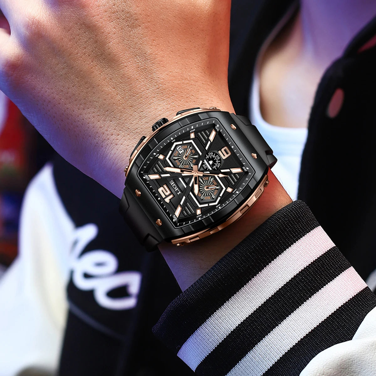 LIGE Luxury Waterproof Quartz Wristwatch Raise Wrist Luminous Men Watch Date Sports Silicone Clock Man Watches Relogio Masculino