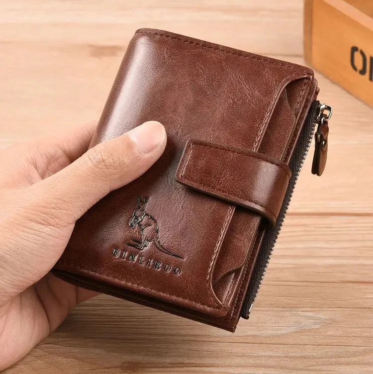 Men's Coin Purse Wallet RFID Blocking Man PU Leather Wallet Zipper Business Card Holder Money Bag Wallet Male